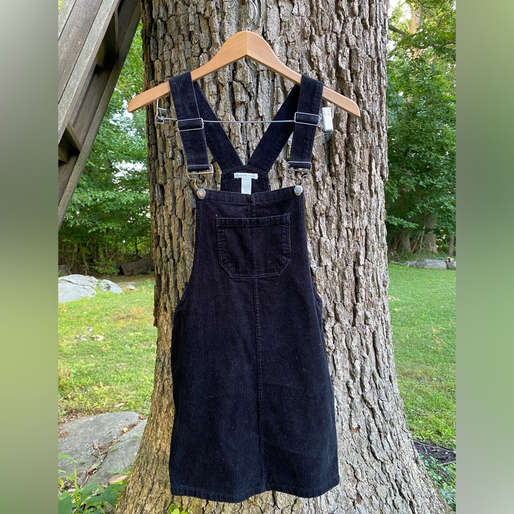 Black corduroy overall dress